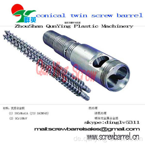 38 Crmoal Nitrieren konische Twin Screw und Fässer Twin konische Schrauben und Zylinder für Pp-Pvc-Abs-Extruder Screw Barrel